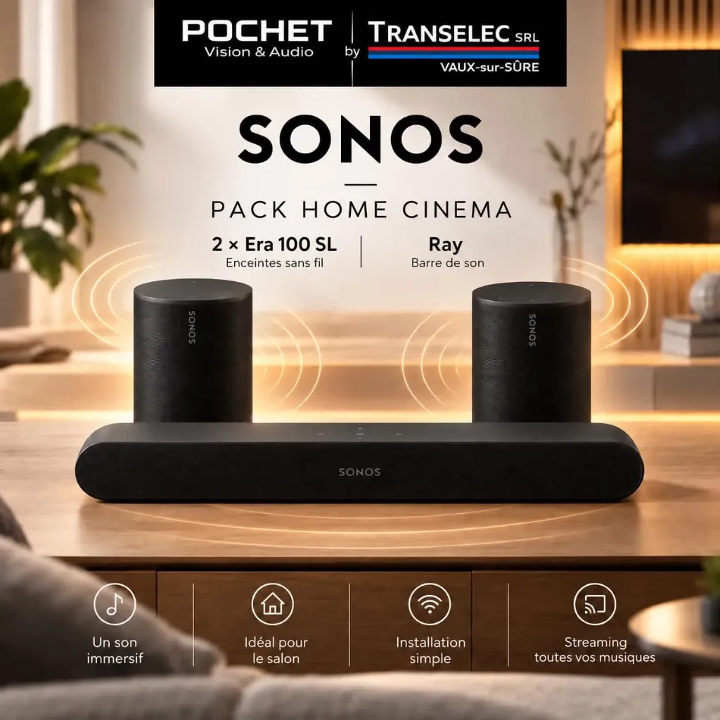 Pack home cinéma Sonos Ray et deux Era 100 SL